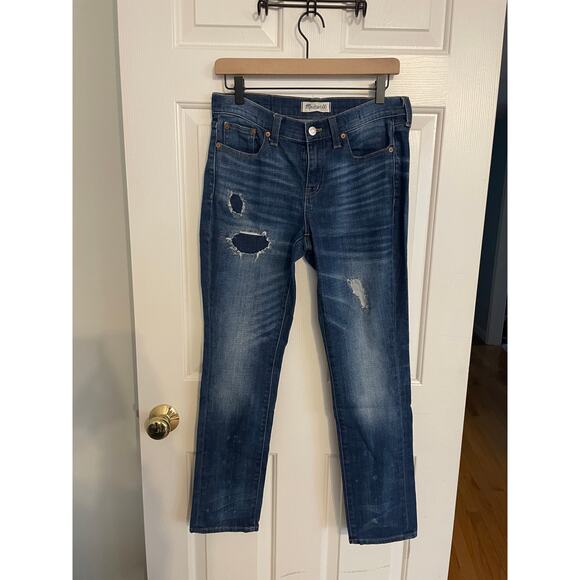 Madewell Denim - Madewell Distressed Womens Size 26 Jeans Slim Boyjean Stretch Medium Wash